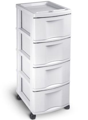Imagem de Gaveteiro grande branco com rodinhas e 4 gavetas - 600