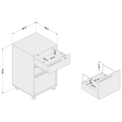 Gaveteiro Maia 3 gavetas (1 para pastas suspensas) Branco Politorno Imagem de Gaveteiro Maia 3 gavetas (1 para pastas suspensas) Branco Politorno
