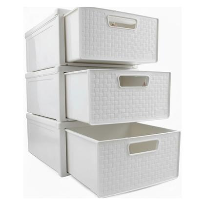 Imagem de Gaveteiro Modular Rattan Branco C 32,8 X L 26,5 X A 14,5 Cm