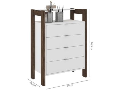 Imagem de Gaveteiro Multisuo com 4 Gavetas AZ1012 Branco/Nogal - Tecno
