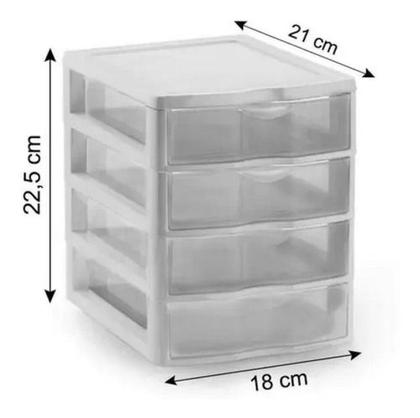 Imagem de Gaveteiro Organizador 4 Gavetas Multiuso 21x18x22,5CM Branca