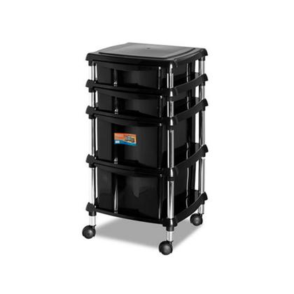 Imagem de Gaveteiro Organizador Com 4 Gavetas Com rodízios Preto N615 Niquelart