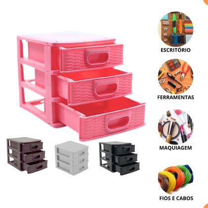 Imagem de Gaveteiro Organizador De Mesa 3 Gavetas Textura