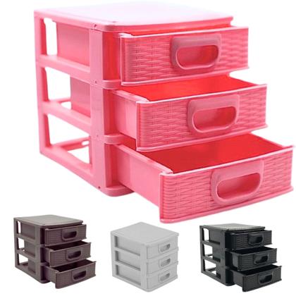 Imagem de Gaveteiro Organizador De Mesa 3 Gavetas Textura