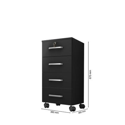 Imagem de Gaveteiro para Escritório 4 Gavetas Com Rodizios E Chave Gavea Office