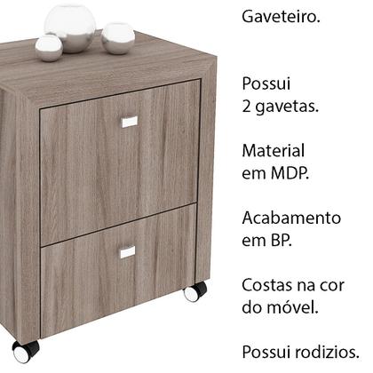 Imagem de Gaveteiro para Escritório Home Office ME4112 MDP Carvalho G69 - Gran Belo