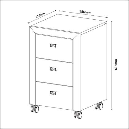 Imagem de Gaveteiro para Escritório Multiuso com 3 Gavetas e Rodízios