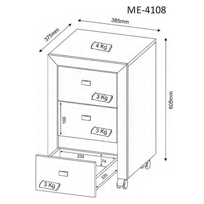 Imagem de Gaveteiro para Escritório Multiuso com 3 Gavetas e Rodízios
