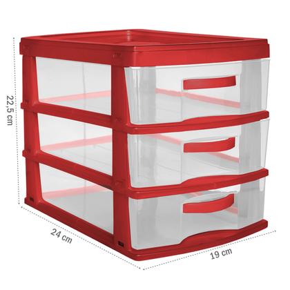 Imagem de Gaveteiro Plástico Organizador Pequeno 3 Gavetas - Jaguar