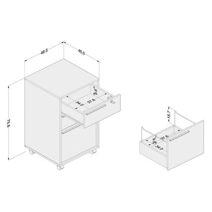 Imagem de Gaveteiro Politorno Maia 3 Gavetas c/ Chave Preto