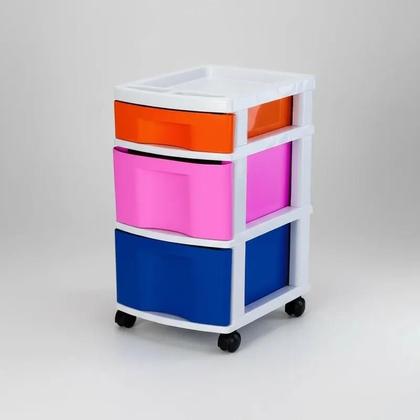 Imagem de Gaveteiro Premium Organizador multiuso Colorido com Três Gavetas  Organização Prática e Moderna Agraplast 575