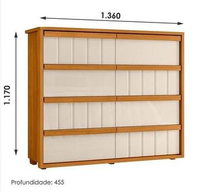 Imagem de Gaveteiro Tarsila 100% MDF ripado 8 gavetas - Cinamomo Off White - Madetec