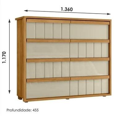 Imagem de Gaveteiro Tarsila 100% MDF ripado 8 gavetas - Cumaru Opala - Madetec