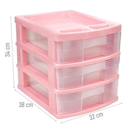 Imagem de Gaveteiro Transparente 03 Gavetas Pequeno - Usual Utilidades