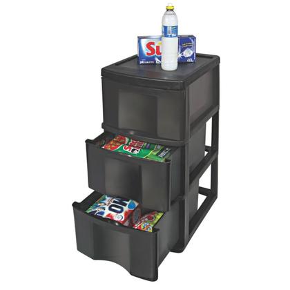 Imagem de Gavetereiro Organizador Simples Classic Preto Com Três Gavetas GV14P São Bernardo
