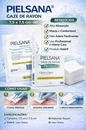 Imagem de Gaze de Rayon Em Óleo Sachet Pielsana - 7,5CM X 7,5CM - CAIXA COM 24 UNIDADES
