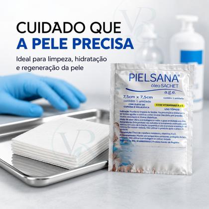 Imagem de Gaze de Rayon Em Óleo Sachet Pielsana - 7,5CM X 7,5CM - CAIXA COM 24 UNIDADES
