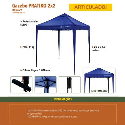 Imagem de Gazebo Articulado Pratiko 2x2 Azul Guepardo