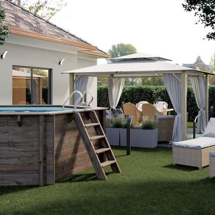 Imagem de Gazebo Importado De Alumínio - 285x301x401cm - Com Cortina