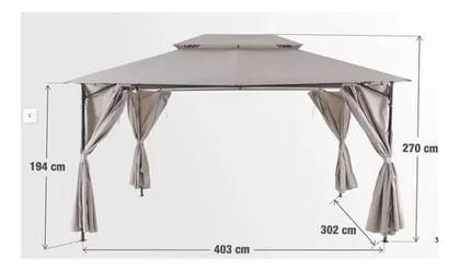 Imagem de Gazebo Tenda Pergolado De Aco 400x300cm Com Cortinas Outdoor
