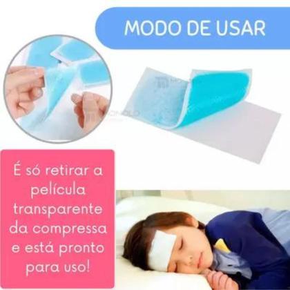 Imagem de Gel Adesivo Para Aliviar Tira Febre Da Criança Infantil E Adulto Diminui Temperatura - 4 Unidade