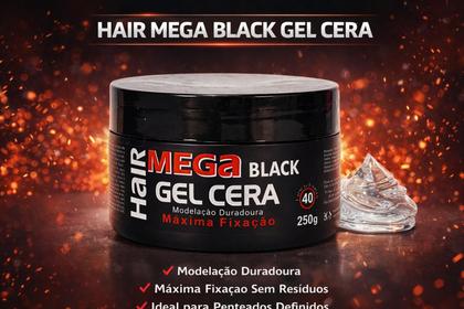 Imagem de Gel Cera Hair Mega Black 250g Fixação Forte Profissional