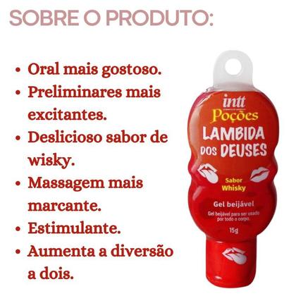 Imagem de Gel Comestível Beijável Massageador Para Oral Poção Lambida dos Deuses Sabor Whisky Intt
