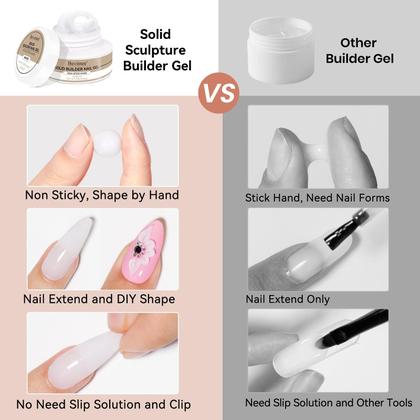 Imagem de Gel construtor para unhas Bevimee Solid, 3 peças, 18 g, branco transparente, nude