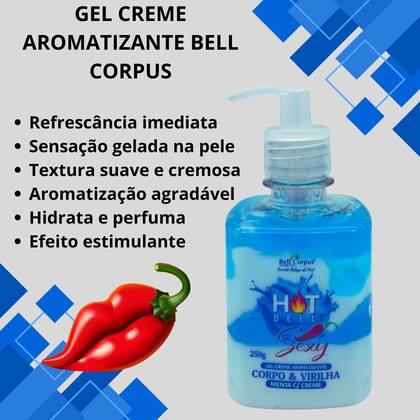 Imagem de Gel Creme Hidratante Corporal Bell Corpus Menta 250g Hidratação e Frescor Diário