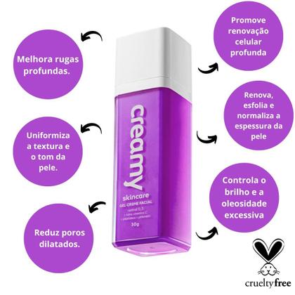 Gel-creme Retinol 0,3 Creamy Skincare Antirrugas Concentrado 30g