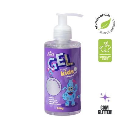 Imagem de Gel de Cabelo Infantil Glitter Fixador Kids Prata 200g Siles