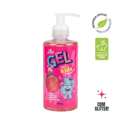 Imagem de Gel de Cabelo Infantil Glitter Fixador Kids Rosa 200g Siles