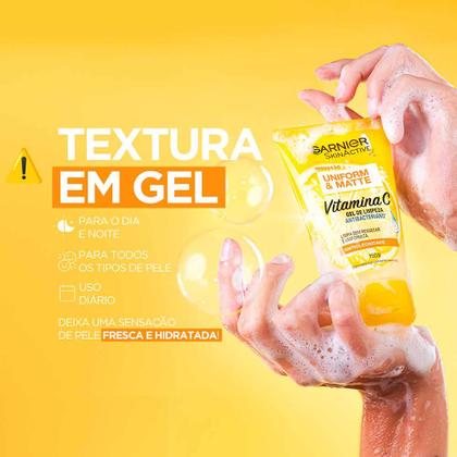 Imagem de Gel de Limpeza Facial Antibacteriano Garnier Uniform & Matte Vitamina C