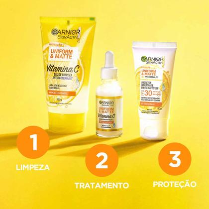 Imagem de Gel de Limpeza Facial Antibacteriano Garnier Uniform & Matte Vitamina C