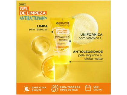 Imagem de Gel de Limpeza Facial Garnier Uniform e Matte - Vitamina C Antibacteriano 150g