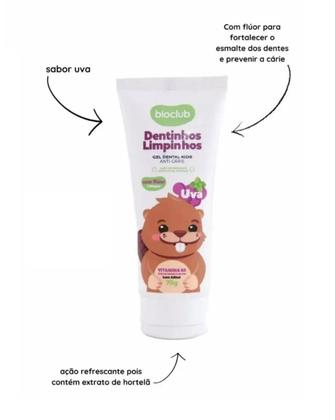Imagem de Gel Dental Infantil Com Flúor Bioclub 70g Sabor Uva