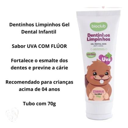 Imagem de Gel Dental Infantil Com Flúor Bioclub 70g Sabor Uva