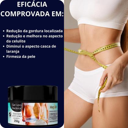 Imagem de Gel Desodorante Lipo Redutor Mary Life Termo Ativado Pote 250g Kit 9 Unidades