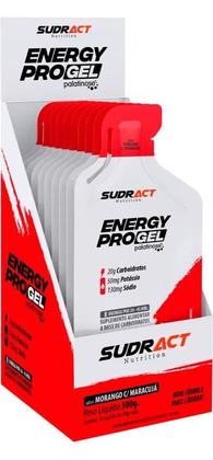 Imagem de Gel energético energy pro gel sudract - 10 sachês de 30g cada - morango com maracujá