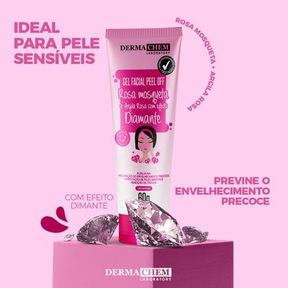 Imagem de Gel Facial Peel Off Rosa Mosqueta Argila Rosa Dermachem Efeito Diamante 60g
