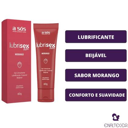 Imagem de Gel Lubrificante Beijável Aquece Lubrisex Morango Hot - 60g