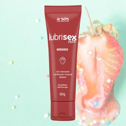 Imagem de Gel Lubrificante Beijável com Aquecimento Lubrisex Morango Hot 60g