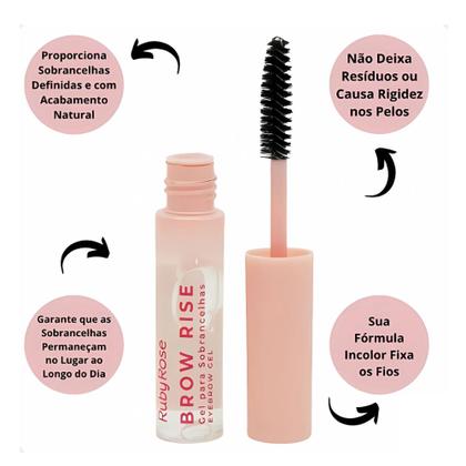 Imagem de Gel Modelador Para Sobrancelha Incolor Brow Rise Ruby Rose Nova Fórmula