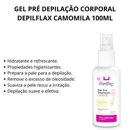 Imagem de Gel pré depilação corporal depilflax camomila 100ml