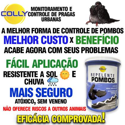Imagem de Gel Repelente Pombo Morcego 500g Colly Espanta Repele  Pombos  Morcegos  Inibe Pouso  Uso Externo