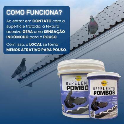 Imagem de Gel Repelente Pombos e Morcegos Colly 1 Kilo  Atóxico  Inibe Pouso  Uso Externo  Espanta Repele