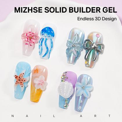 Imagem de Gel Solid Builder MIZHSE, 2 unidades, 60 ml, transparente/branco para arte de unhas