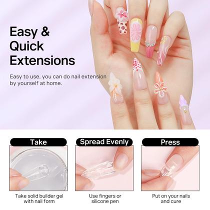 Imagem de Gel Solid Builder MIZHSE, 2 unidades, 60 ml, transparente/branco para arte de unhas