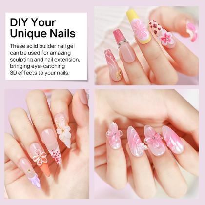 Imagem de Gel Solid Builder MIZHSE, 2 unidades, 60 ml, transparente/branco para arte de unhas