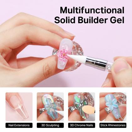 Imagem de Gel Solid Builder MIZHSE, 2 unidades, 60 ml, transparente/branco para arte de unhas